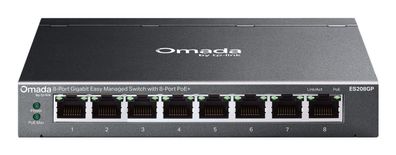 TP-Link Switch easy managed 8 Port • 8x 1 GbE • PoE Budget 64 Watt • 8x PoE at • Lüft