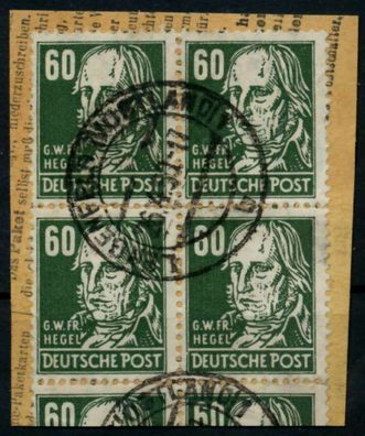 SBZ ALLG. Ausgaben Nr 225a zentrisch gestempelt Viererblock X8E10CA
