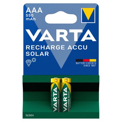 Varta Solar Akku Micro AAA HR03 NiMH 550 mAh 56733 2er Blister