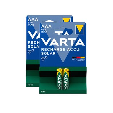 2x 2er Blister Varta Solar Akku Micro AAA HR03 NiMH 550 mAh 56733