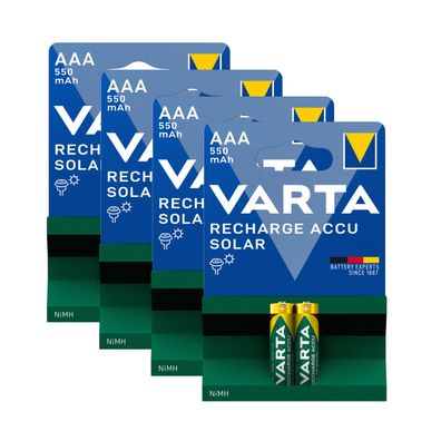 4x 2er Blister Varta Solar Akku Micro AAA HR03 NiMH 550 mAh 56733