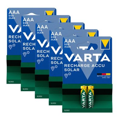 5x 2er Blister Varta Solar Akku Micro AAA HR03 NiMH 550 mAh 56733