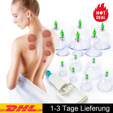 Schröpftherapie-Set, 12-Tassen-Vakuum-Schröpfset mit Vakuumpumpe für die Körpermasse