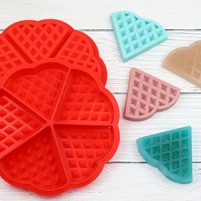 2x Silikon Waffelform Herz 5-teilig – Antihaft, hitzebeständig bis 220°C, rot