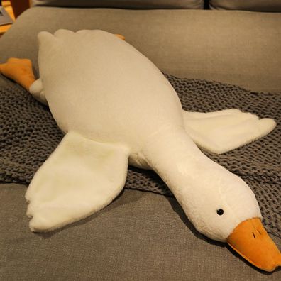 360Home Kissenpuppe Plüschtier große weiße Gänsepuppe Schlafkissen 90cm