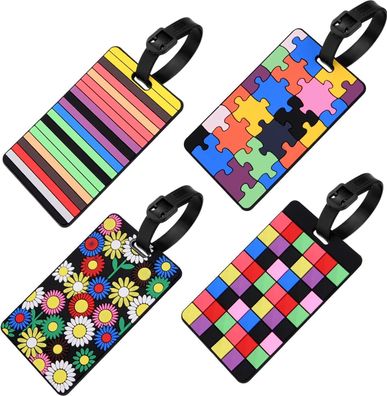 Kofferanhänger,4 Stück Gepäckanhänger, Bunte Koffer Tags aus Silikon, dressschild Nam