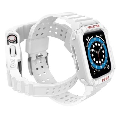 Schutzband Band mit Gehäuse für Apple Watch 7/6/5/4/3/2/Se 45/44/42Mm Weiß