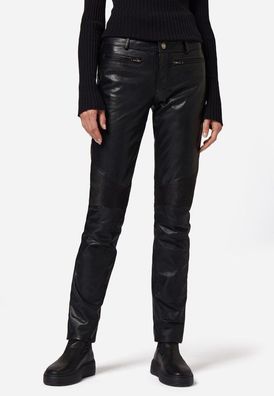 Ricano Donna Damen Lederhose Schwarz | Ziegen-Nappa Leder | Low Waist | Slim Fit