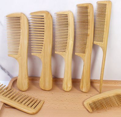 Natürlicher Haarkamm aus Bambus mit breiten Zinken für Damen und Herren, antistatisch