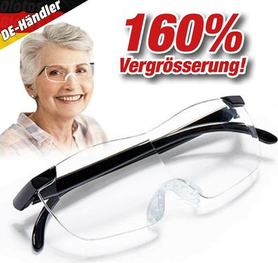 160% Vergrößerungsbrille Lupenbrille Zauberbrille Brillenlupe Brille Lupe Vergrößerun