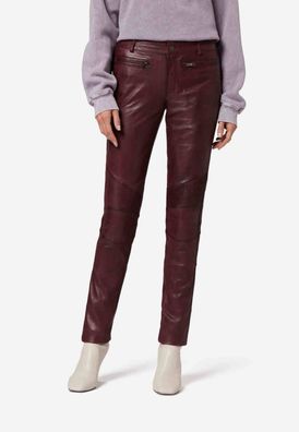 Ricano Donna Damen Lederhose Brombeer | Premium Ziegen-Nappa Leder | Low Waist