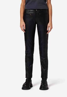 Ricano Donna II Damen Lederhose Schwarz | Ziegen-Nappa Leder | Low Waist | Slim Fit