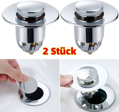 2 Stück Universal POP UP Ventil Waschbecken Ablaufgarnitur Abflussstopfen Pop Up Abla
