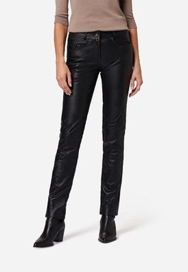 Ricano Dorin Damen Lederhose Schwarz | Lamm-Nappa Leder | Low Waist | Slim Fit