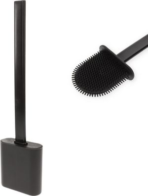 Klobürste Silikon schwarz Wandmontage Silikon Toilettenbürste WC Bürste Klobürstenhal