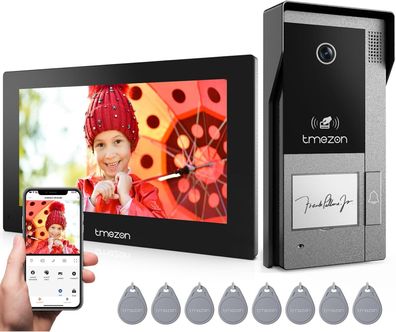TMEZON WLAN IP Video-T?rsprechanlage mit 7-Zoll-Touchscreen und 1080P-Kamera