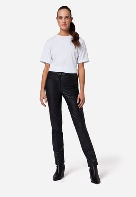 Ricano 9809 Damen Lederhose Schwarz | Lamm-Nappa Leder | High Waist | Slim Fit