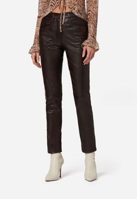 Ricano 9809 Damen Lederhose Braun | High Waist | Lamm-Nappa Leder | Slim Fit