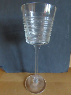 Teelichthalter 19cm hoch Glas klar geriffelt