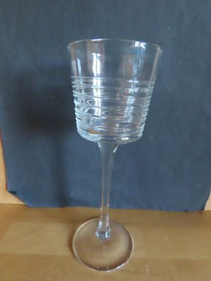 Teelichthalter 17,8cm hoch Glas klar geriffelt