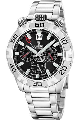 Festina Herrenuhr Bullhead Schwarz mit Stahlband F20743/6