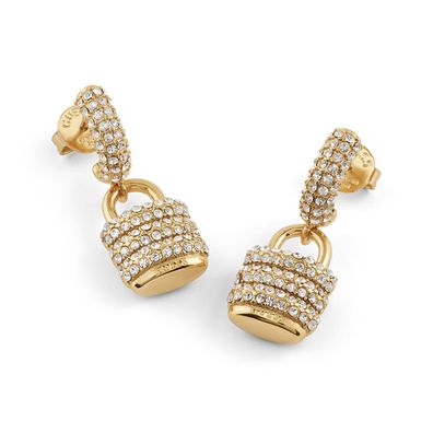 Guess Schmuck Damen-Ohrringe Ohrhänger Pave Padlock Goldfarben JUBE05407JWYGT/U