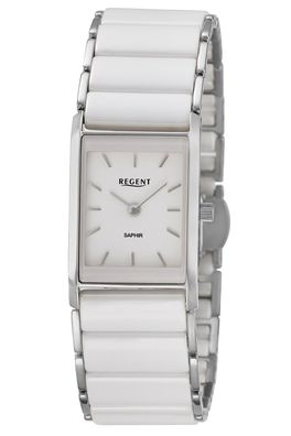 Regent Damen-Armbanduhr Edelstahl/Keramik Weiß F-1581