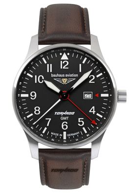 Bauhaus Herrenarmbanduhr Aviation GMT Tornado Braun/Schwarz 2744-2