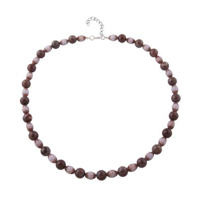 Kette 10mm Rundperle dunkelbraun-grau-marmoriert Olive jeans-blau-braun Kunststoff