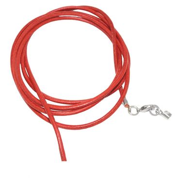 Lederband Rundschnur Rindleder 2mm orange gefärbt mit 1x Verschluss silberfarbig