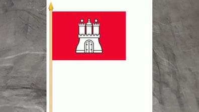 Fahne Flagge Hamburg Stockfahne - 30 x 45 cm