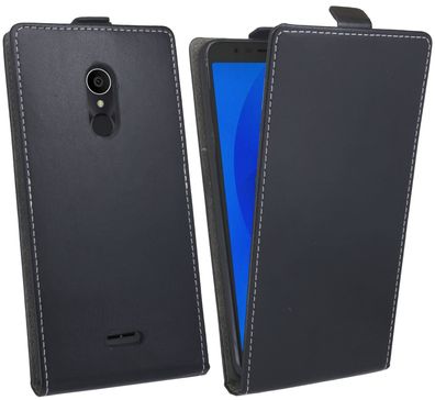 Alcatel 3C Tasche Schwarz Handyhülle Schutzhülle Flip Case Cover Etui Hülle