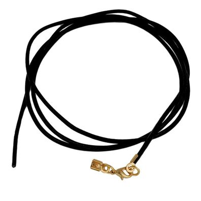 Lederband Rundschnur Rindleder 2mm schwarz gefärbt mit 1x Verschluss goldfarbig