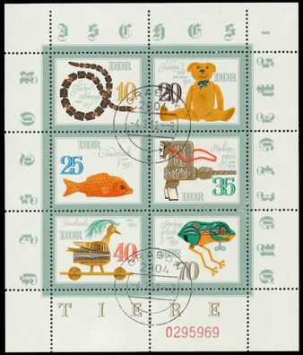 DDR BLOCK Kleinbogen Nr 2661-2666 ORndgz gestempelt KLEI X11464A