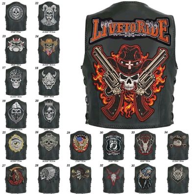 Biker Patch Aufnäher Bestickt Motorrad Weste Jacke Rocker Kutte zum Aufbügeln Top