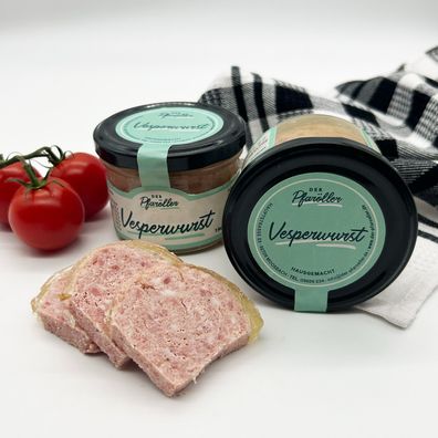 gekochte Mettwurst mit Geleemantel im Glas, Vesperwurst (2 Gläser á 190 gr.)
