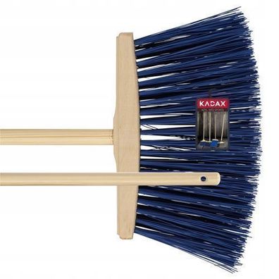 KADAX Besen, Gartenbesen mit Stiel aus Holz, Straßenbesen. Dunkelblau, 31 cm