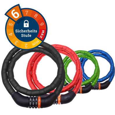 Sicherheitsschloss Mofa Fahrrad 100/18 Safety Stufe 6 mattrot D=18 L=100cm Filmer