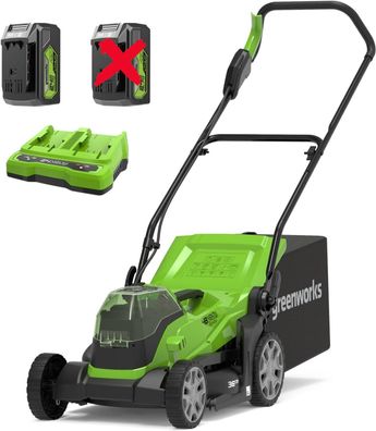 Greenworks G24X2LM36 Akku-Rasenm?her, 2 x 24 V Li-Ion, 36 cm Schnittbreite, bis zu