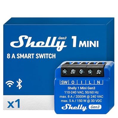 Shelly 1 Mini Gen3 ? intelligentes WLAN/Bluetooth-Relais f?r Beleuchtung und Tore