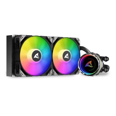Sharkoon S80 RGB AIO 240 mm CPU-Wasserkéhlung mit 2 RGB-PWM-Léftern schwarz