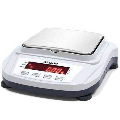WELLiSH Laborwaage 2000 g x 0,01 g Präzisionswaage Feinwaage mit LCD Tara