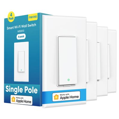 Meross Smart Lichtschalter 4er Pack WLAN HomeKit Alexa Google einpolig