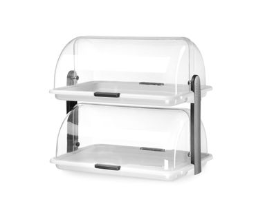 HENDI Buffet-Vitrine doppelt ungekéhlt 380x260x355 mm weiß Rolltop