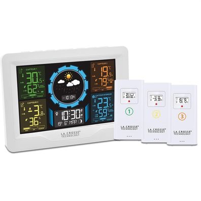 La Crosse Technology WS6304 Wetterstation 3 Sensoren Farbdisplay Weiss