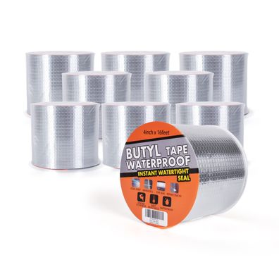 Tapebear Butylband 10 cm x 5 m 6 Rollen selbstklebend wasserdicht Silber