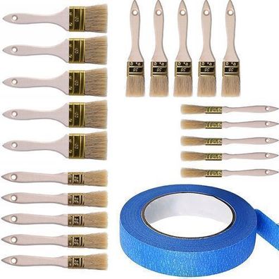 Rosfix Set Malerpinsel 20 Stk + Abklebeband 40mmx50m | Naturborsten