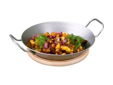 CHG Gourmet Set Servierbrett aus Buchenholz mit Eisenpf?nnchen ? 20,5 cm