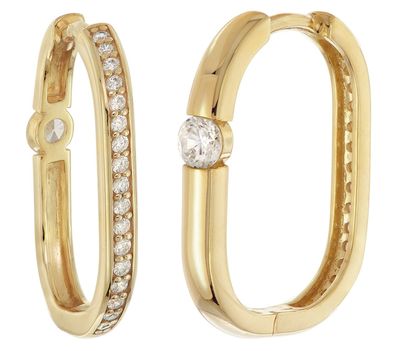 trendor Schmuck Damen-Ohrringe 925 Silber Vergoldet Creolen mit Zirkonia 21140