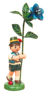 Blumenkind Junge mit Enzian